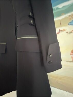 Lauren Vidal Black Long Wool-Blend Military Coat